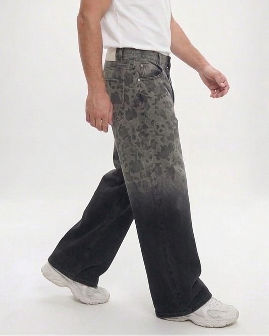 Pantalón Baggy Degradado de vaca Gris Oscuro