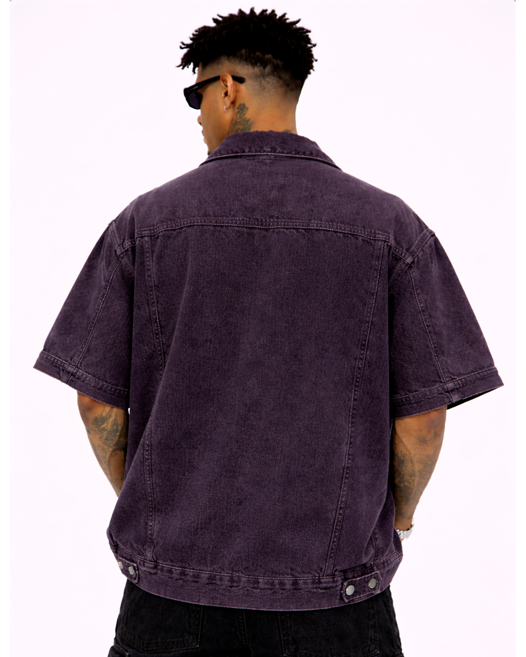 Camisa Oversize En Jean Morado en wash