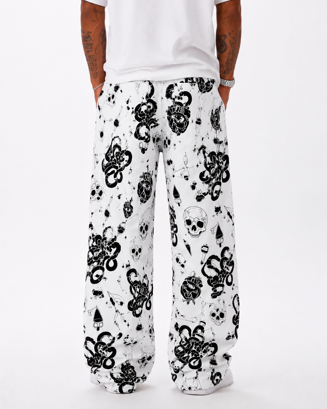 Jean Oversize Drill Estampado Graphic Blanco