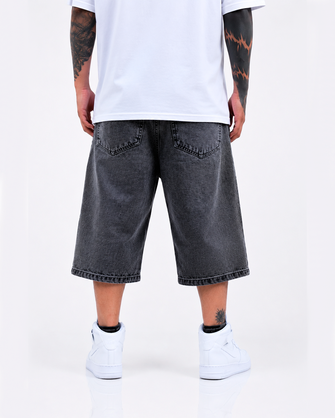Jorts Oversize Flecos Estrella Gris Oscuro