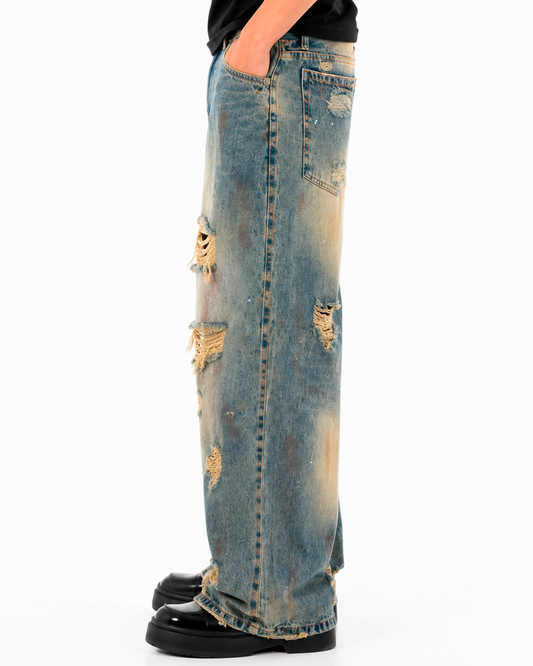Jean Oversize Azul Destroyer Manchado