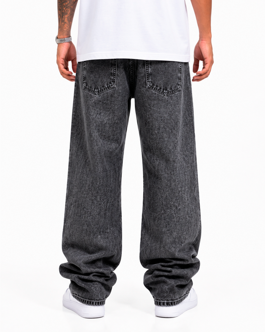 Jean Oversize Negro Humo Estampado Gótico