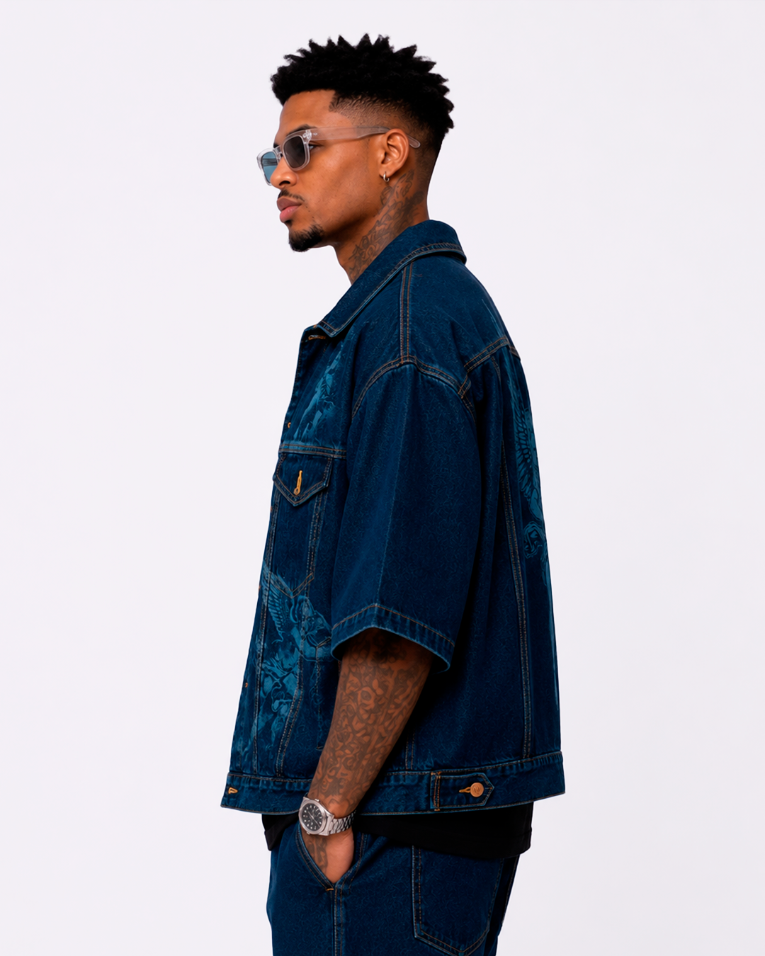 Camisa Oversize En Jean Ángeles En Lasser Azul Petróleo