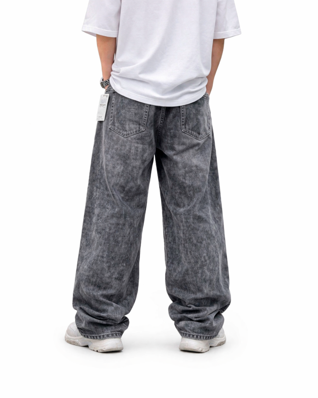 Jean Baggy Deshilachados Gris oscuro