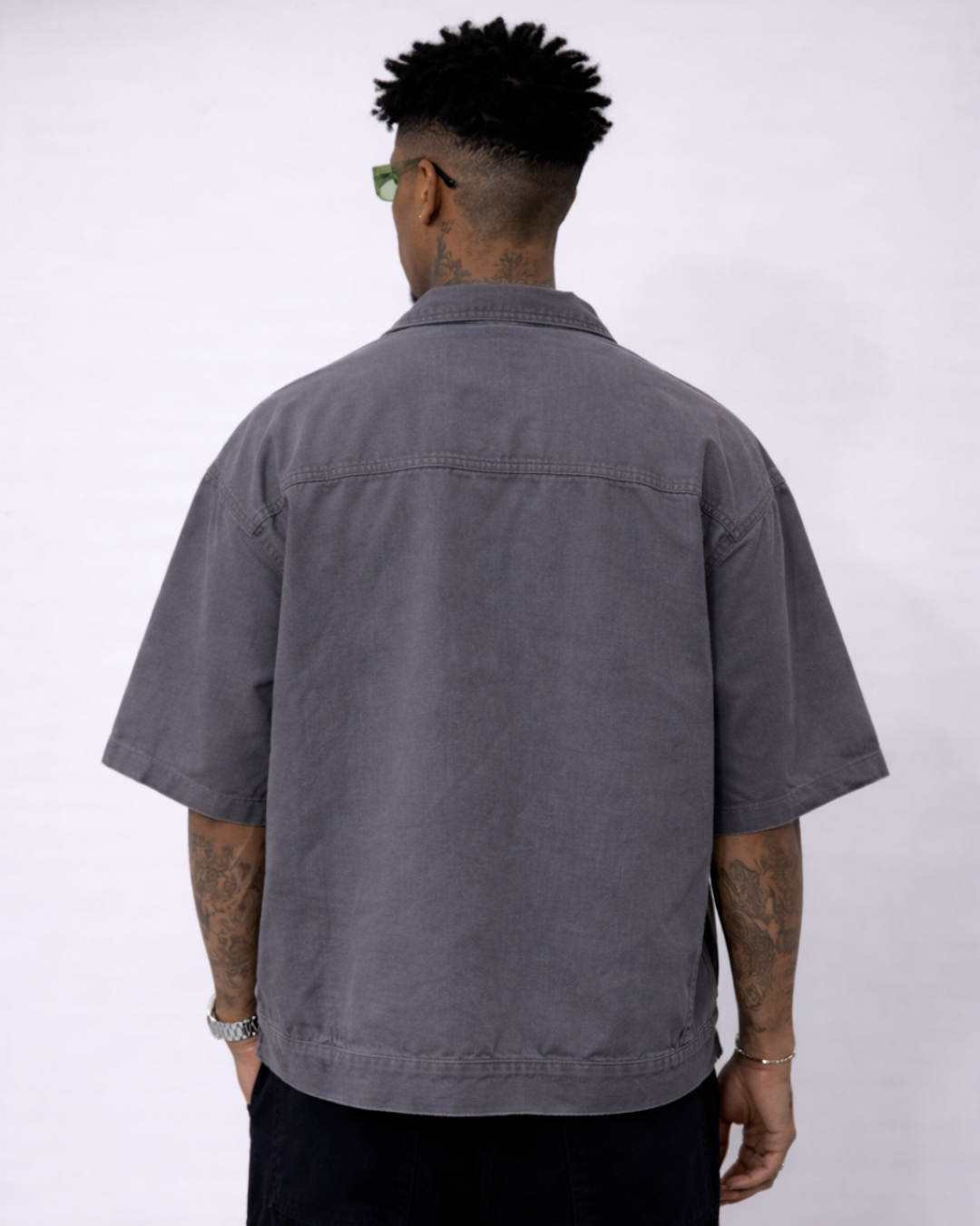 Camisa Oversize en Jean Canvas Gris