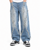 Jean Oversize Azul Claro Deshilachado en X