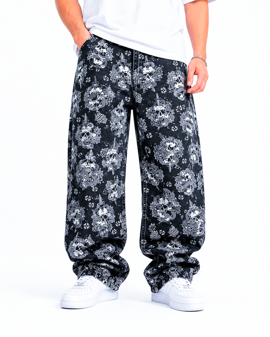 Jean Oversize Calaveras Rosas