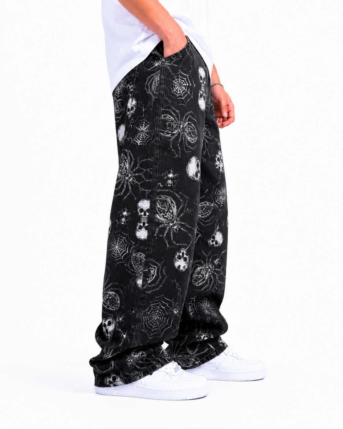Jean Oversize Calaveras Arañas