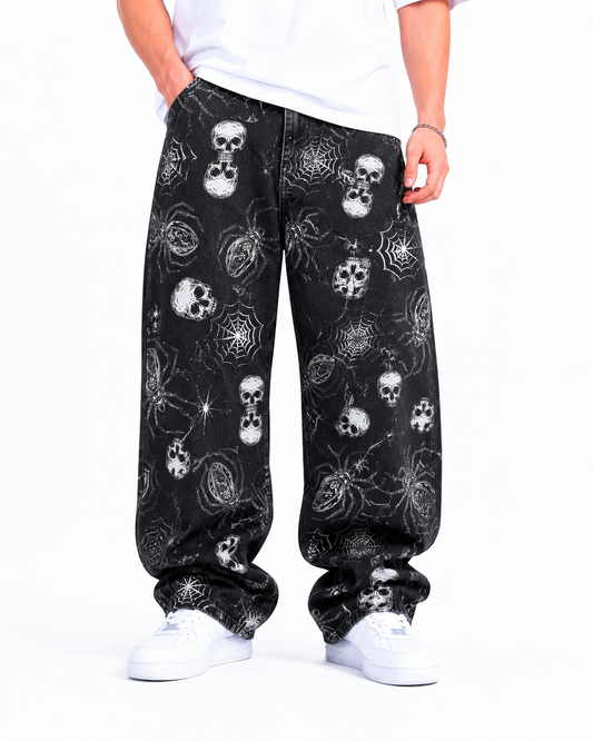 Jean Oversize Calaveras Arañas