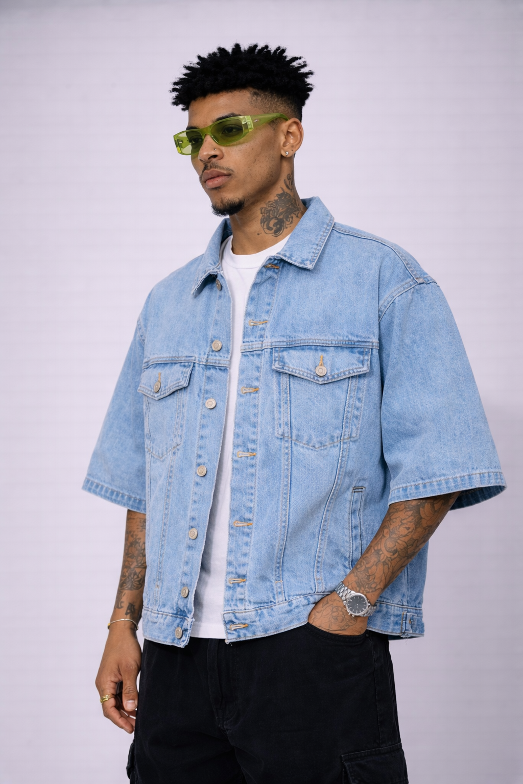 Camisa Oversize En Jean azul cielo