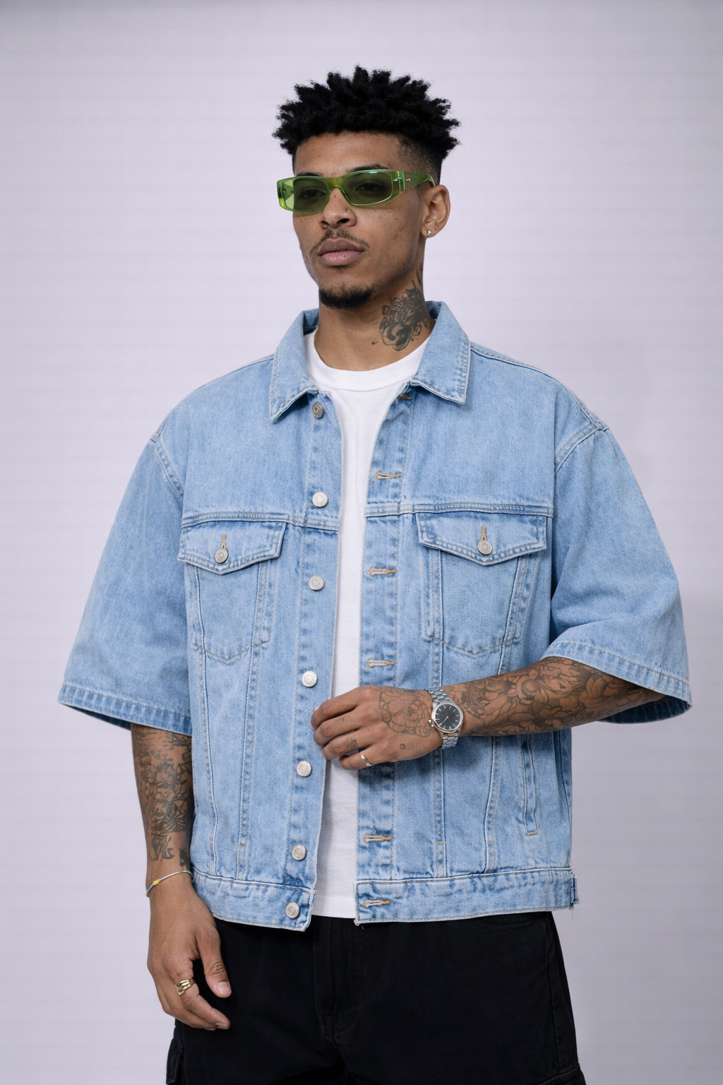 Camisa Oversize En Jean azul cielo