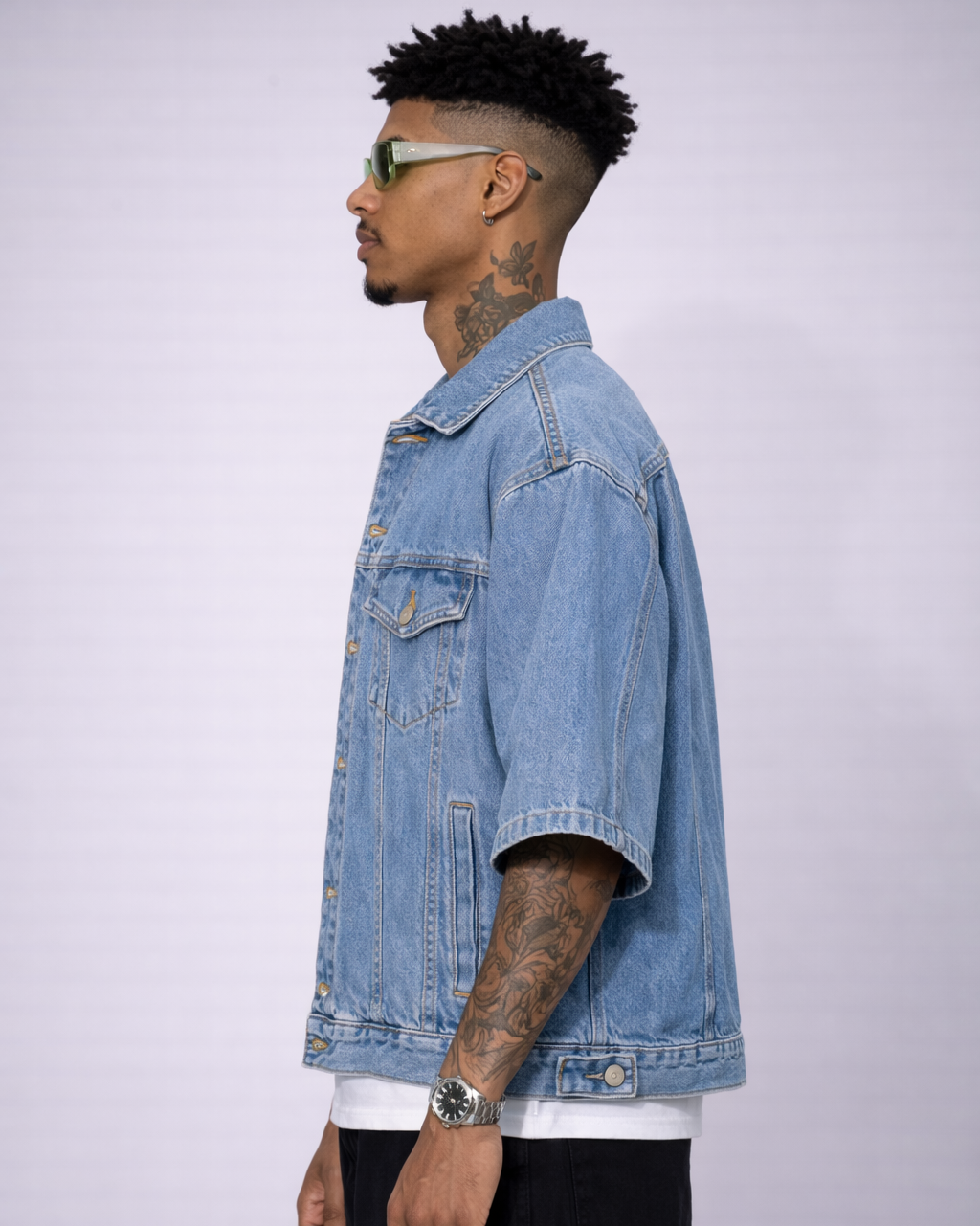 Camisa Oversize En Jean Azul Verdoso