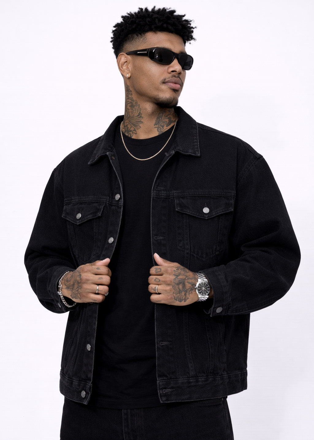 Chaqueta Jean Oversize Negra