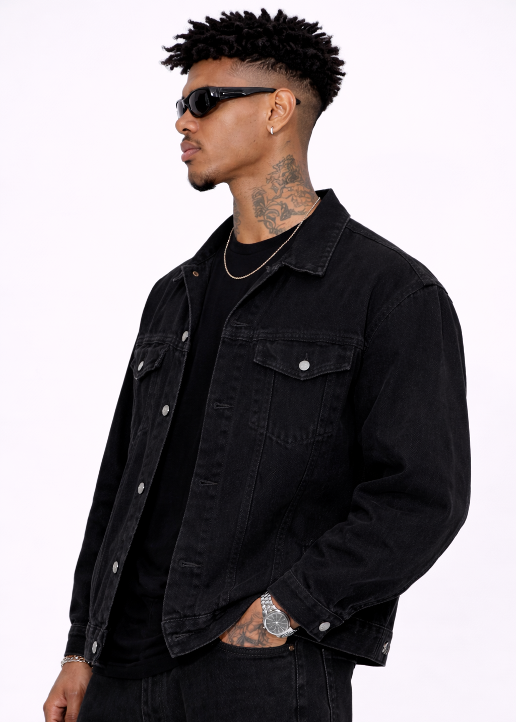 Chaqueta Jean Oversize Negra