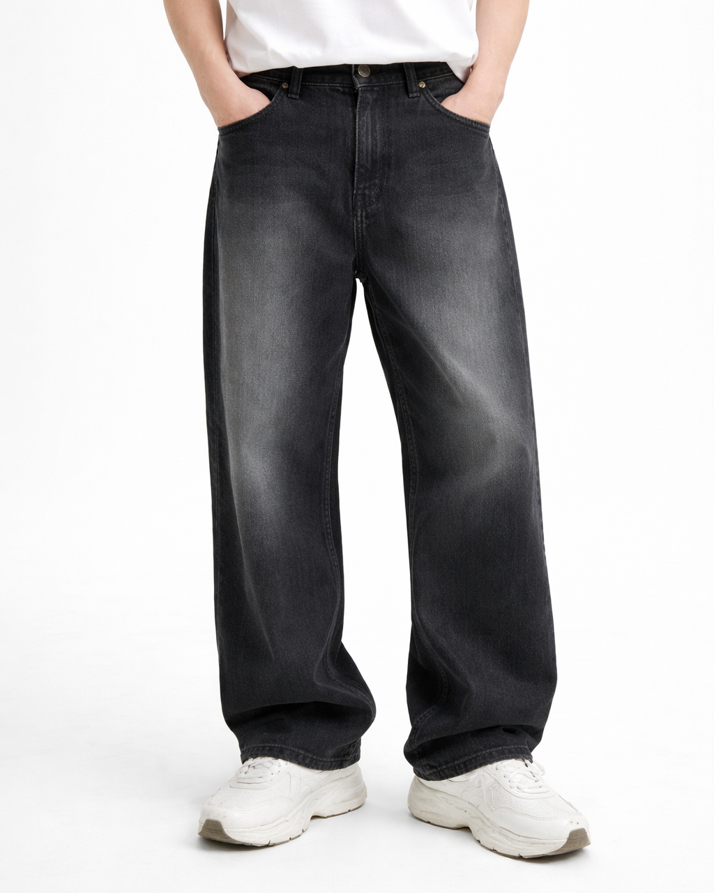Pantalón Jeans Baggy Gris  Desvanecido