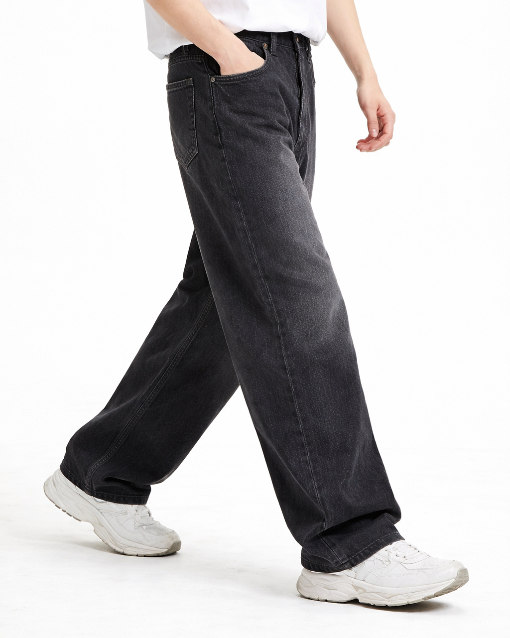 Pantalón Jeans Baggy Gris  Desvanecido