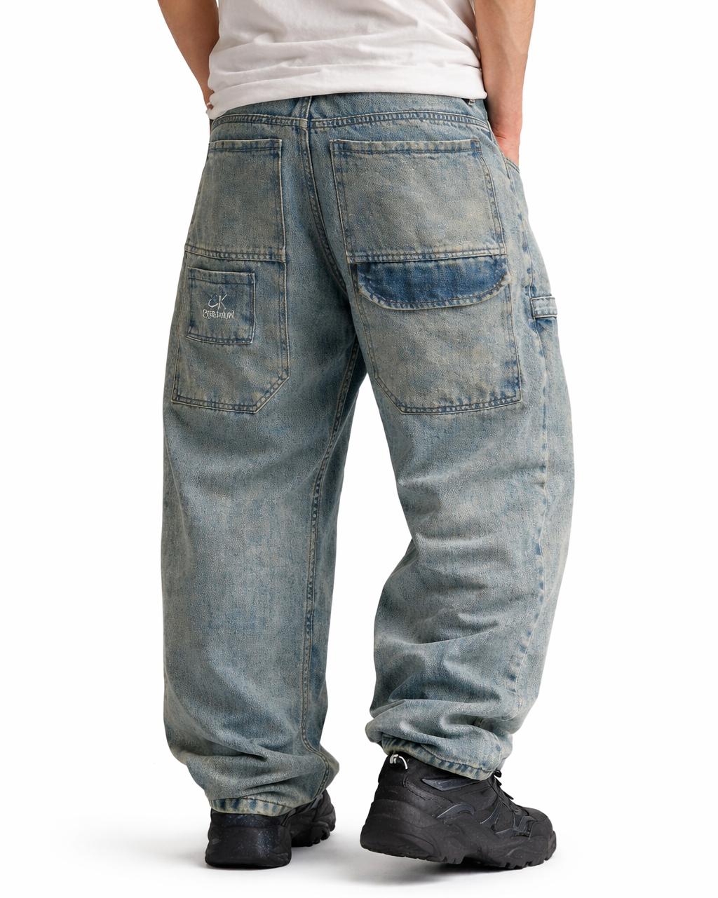 Pantalón Baggy Jeans Roto Azul Desvanecido