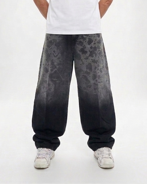 Pantalón Baggy Degradado de vaca Gris Oscuro