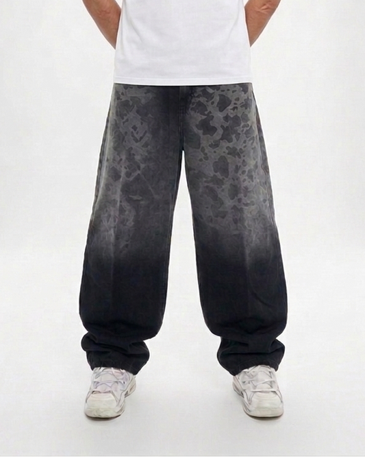 Pantalón Baggy Degradado de vaca Gris Oscuro