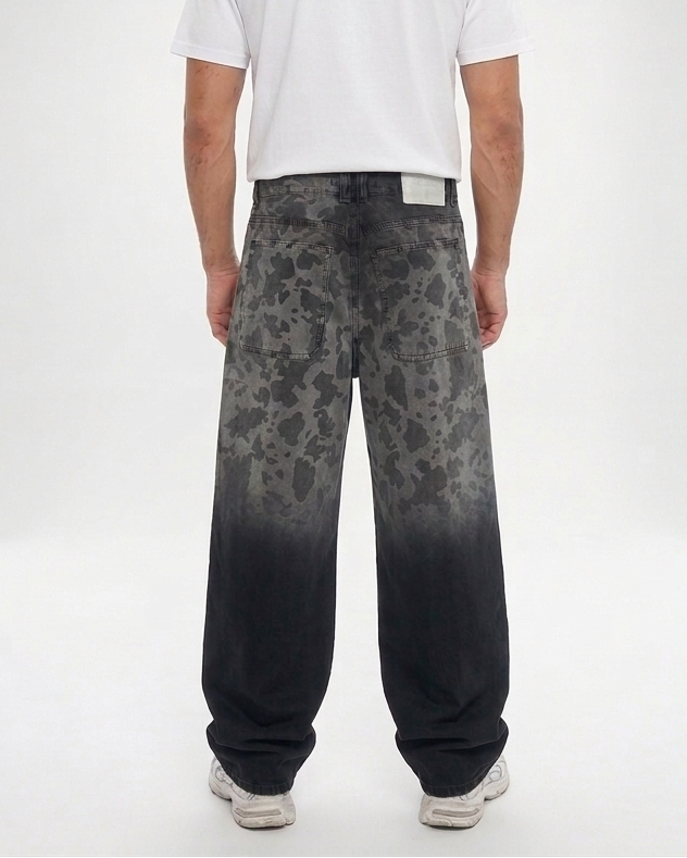 Pantalón Baggy Degradado de vaca Gris Oscuro