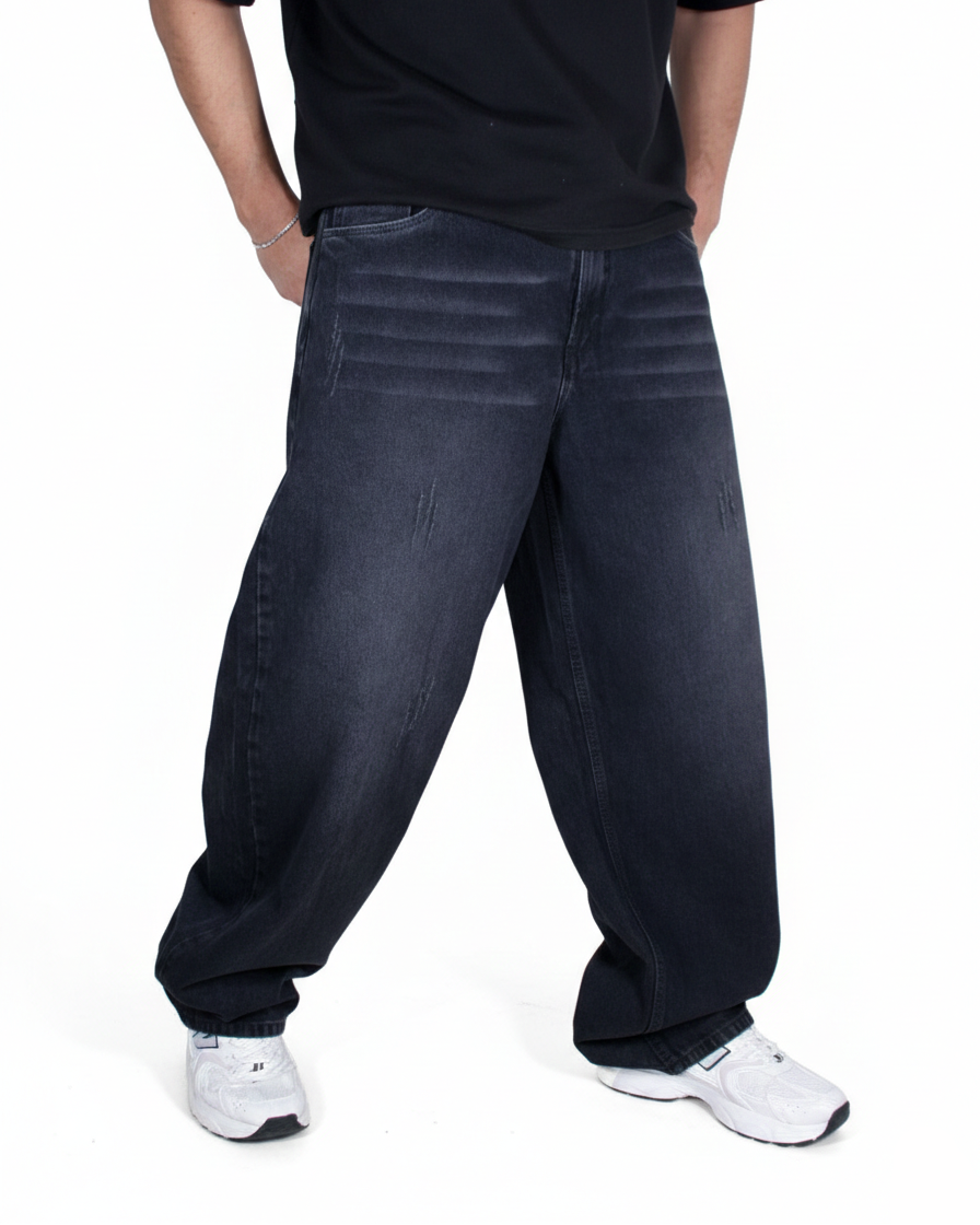 Pantalón Baggy Gris Oscuro Bigotes