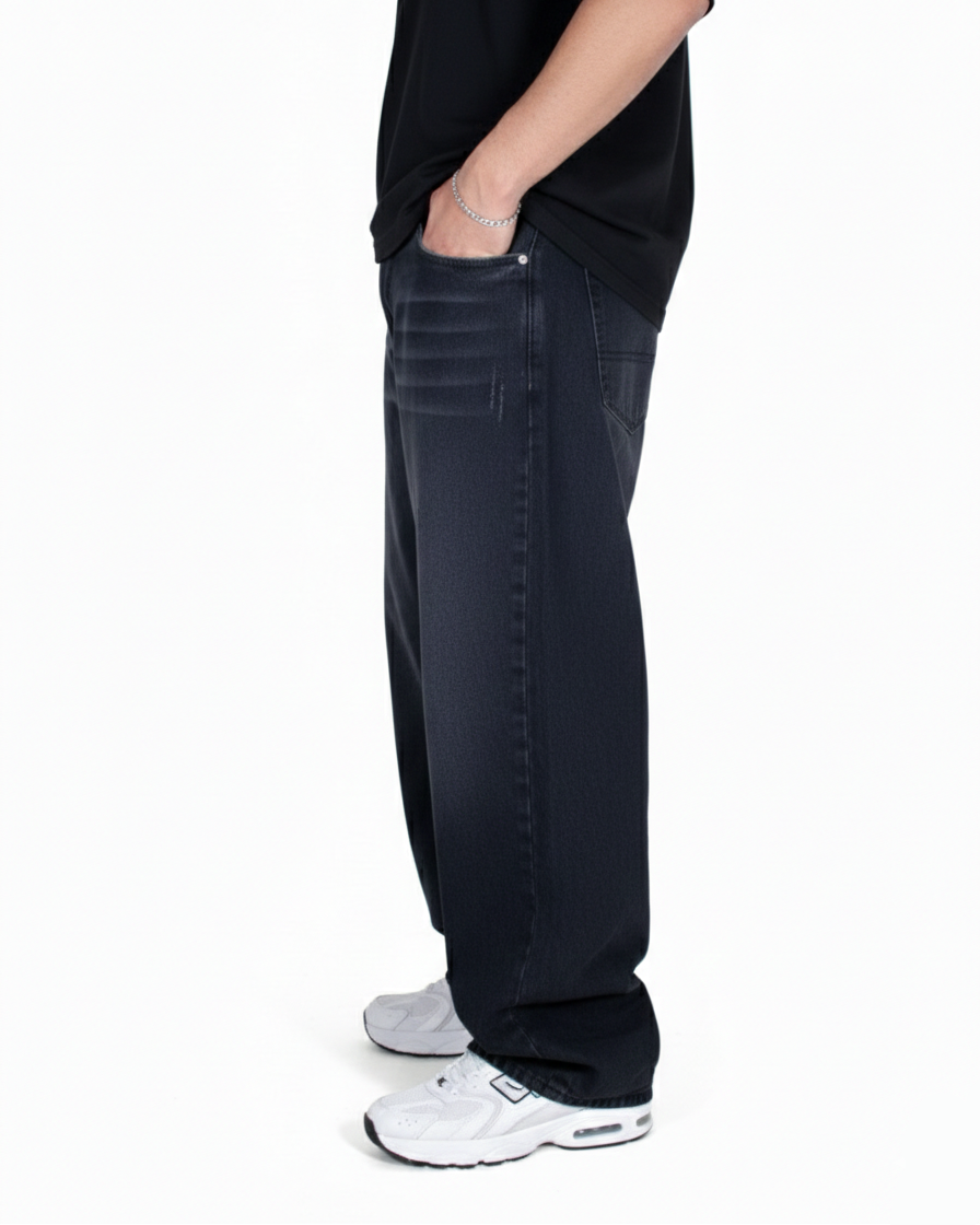 Pantalón Baggy Gris Oscuro Bigotes