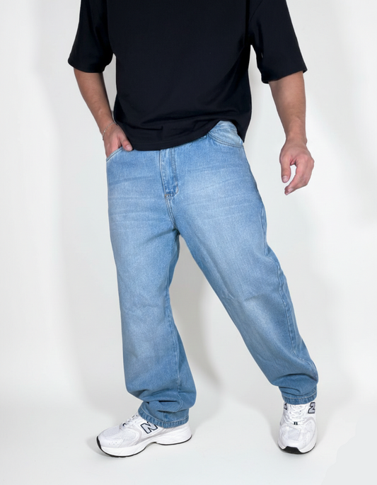 Pantalón Baggy Azul claro desvanecido
