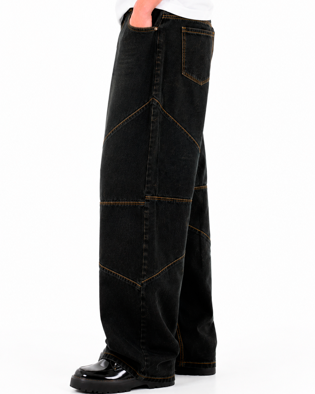 Jean Oversize Negro Costuras Curvas