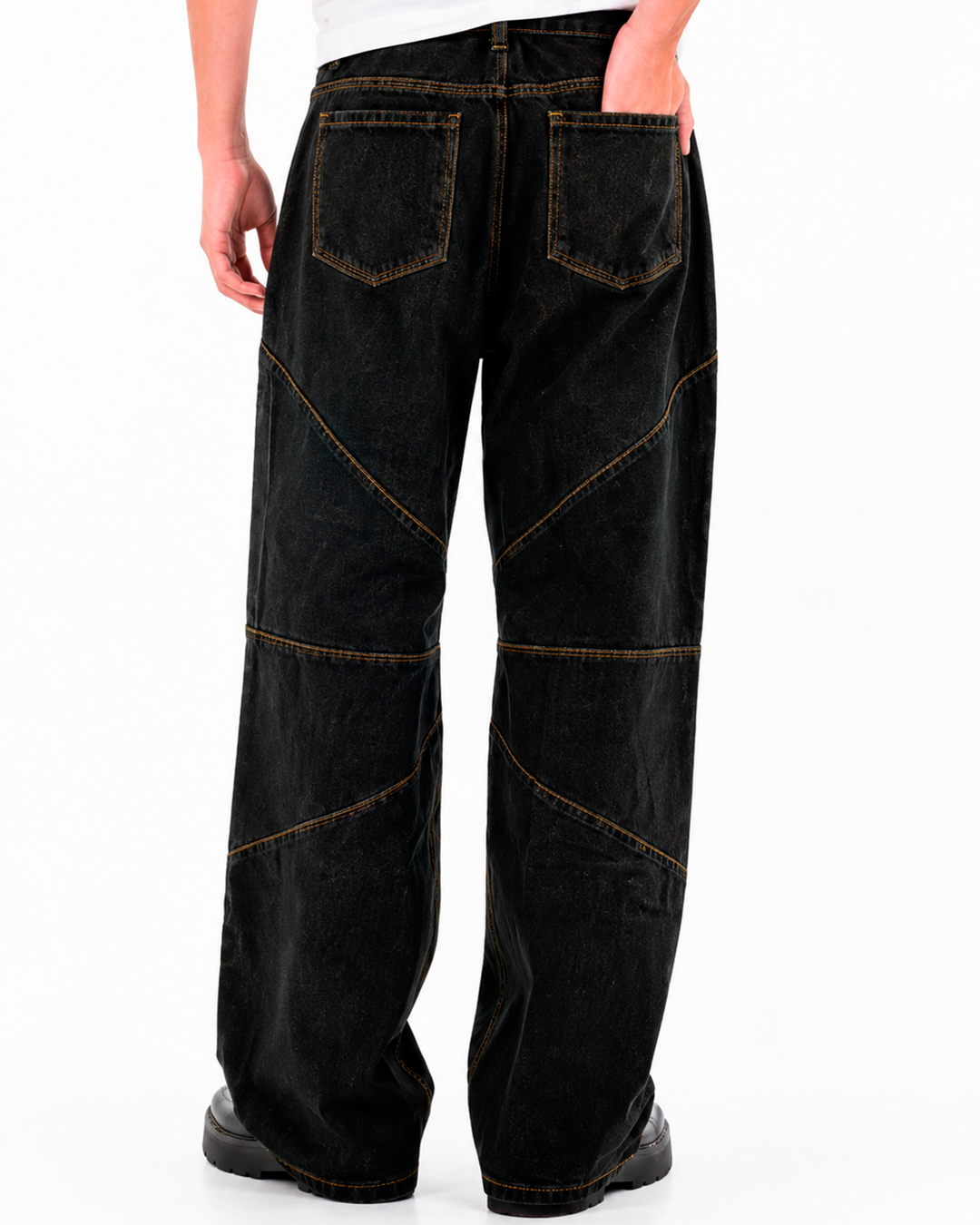 Jean Oversize Negro Costuras Curvas