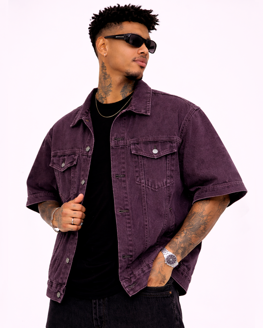 Camisa Oversize En Jean Morado en wash