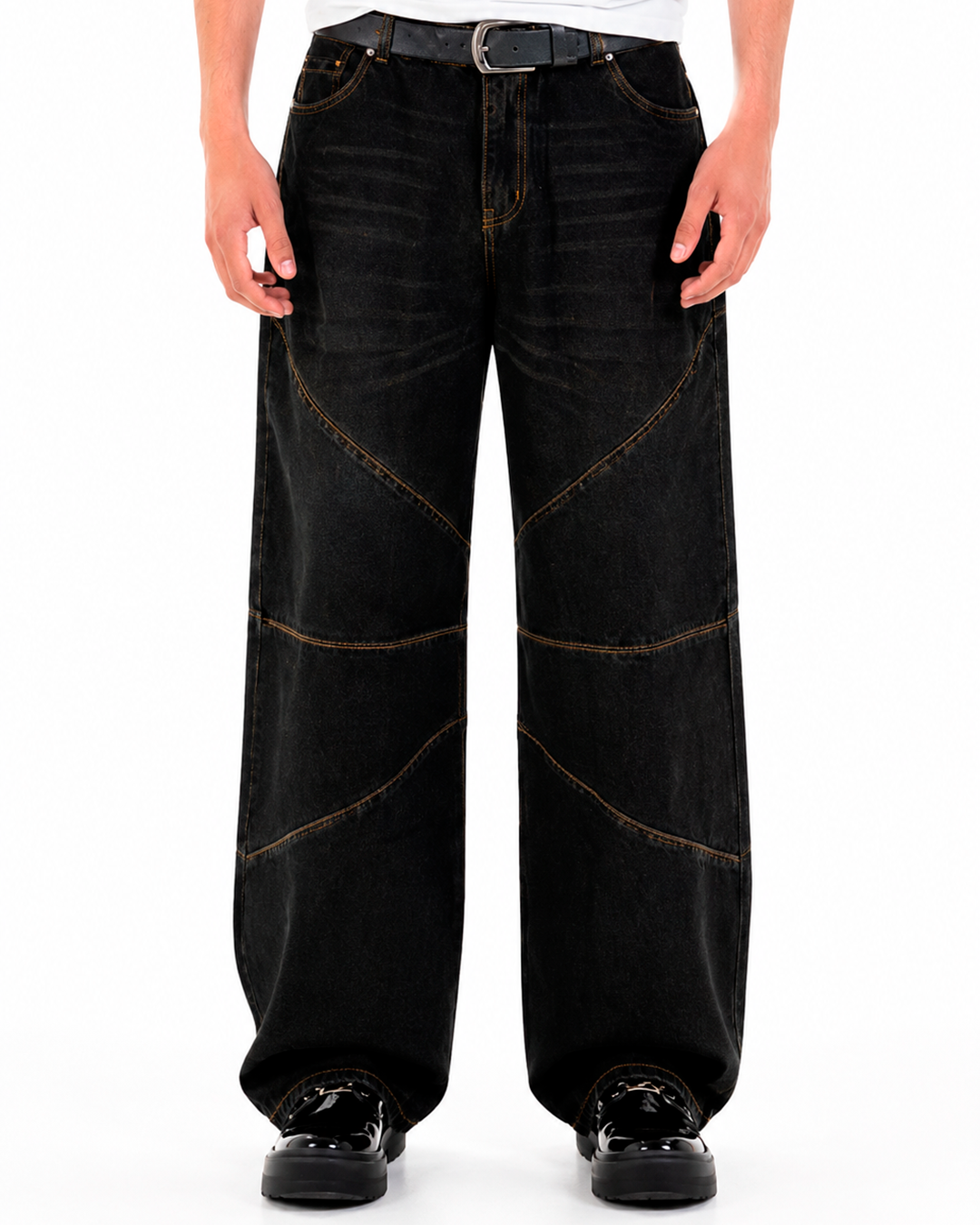 Jean Oversize Negro Costuras Curvas