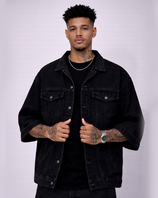 Camisa Oversize En Jean Negra