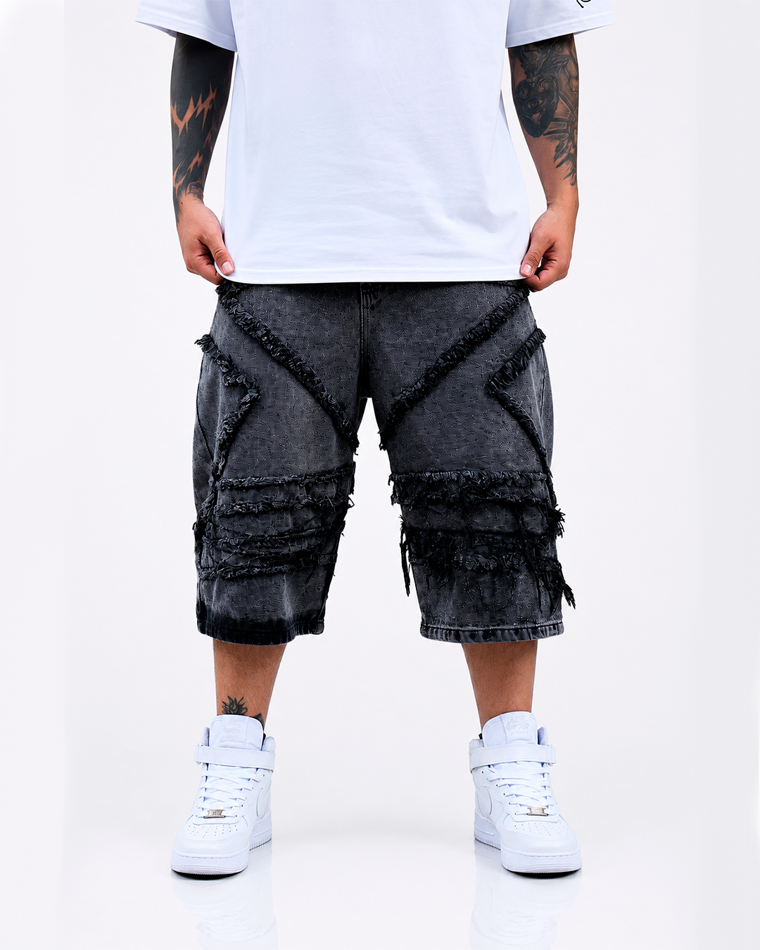 Jorts Oversize Flecos Estrella Gris Oscuro
