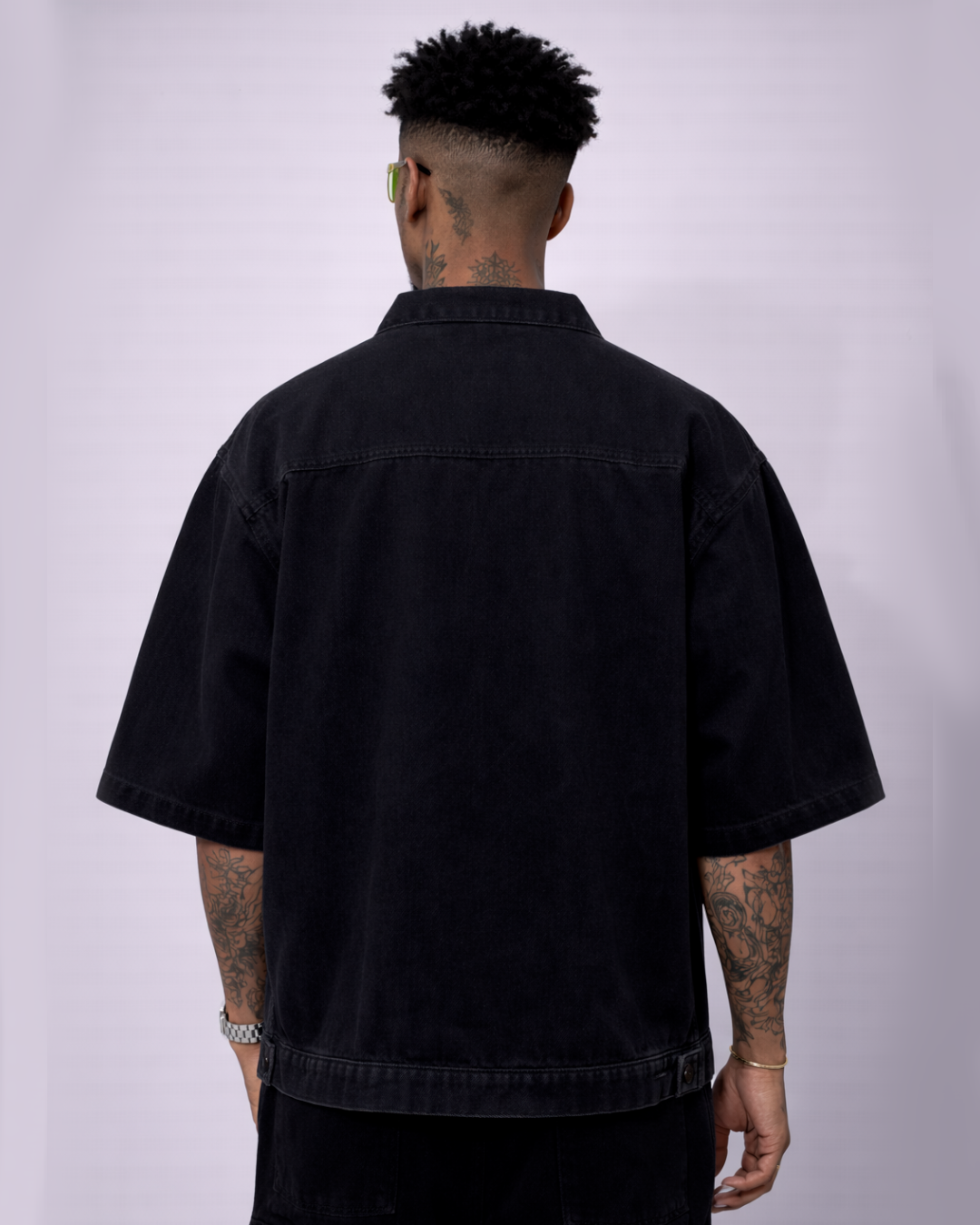 Camisa Oversize En Jean Negra