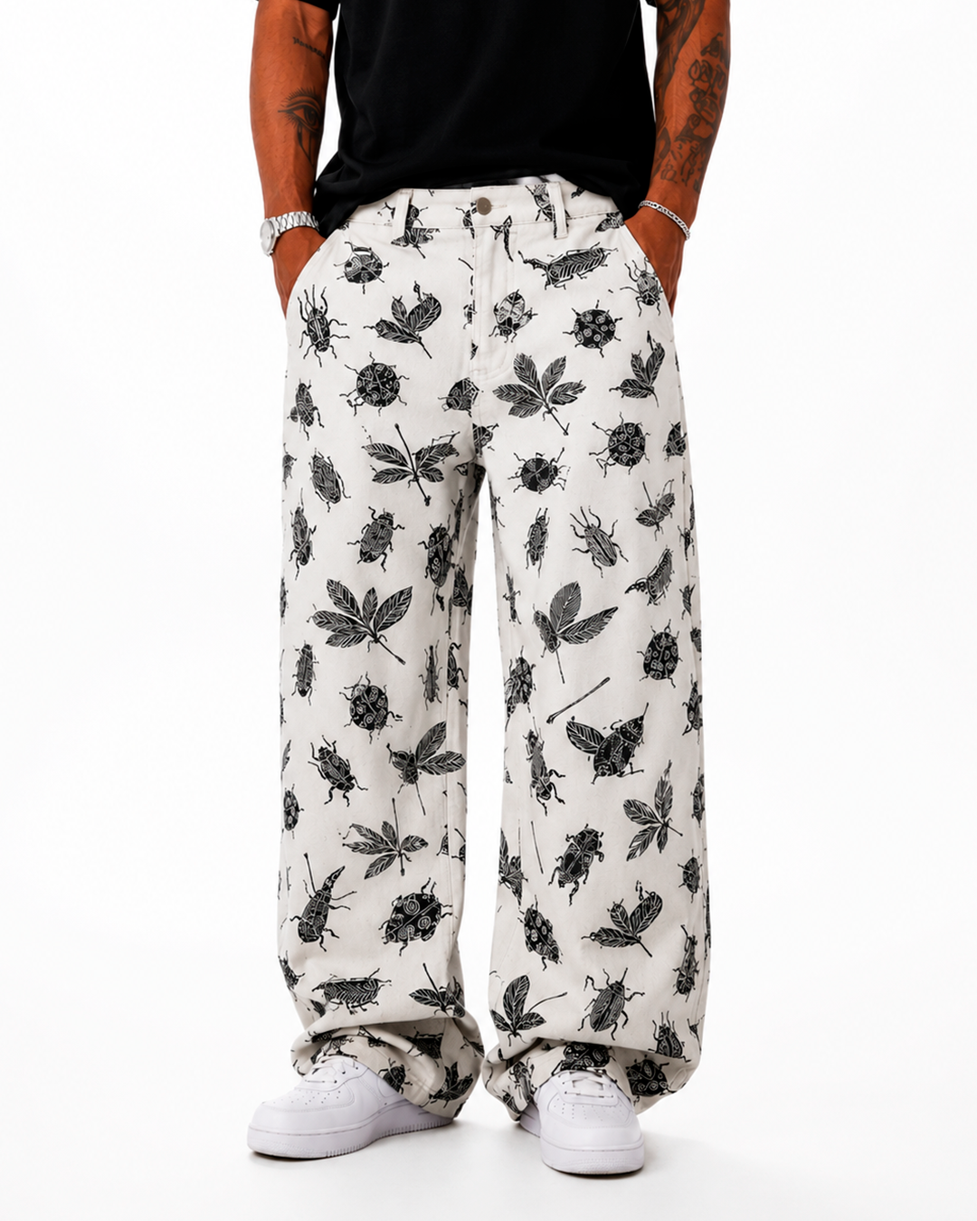 Pantalón Oversize Drill Estampado Botanical Insects