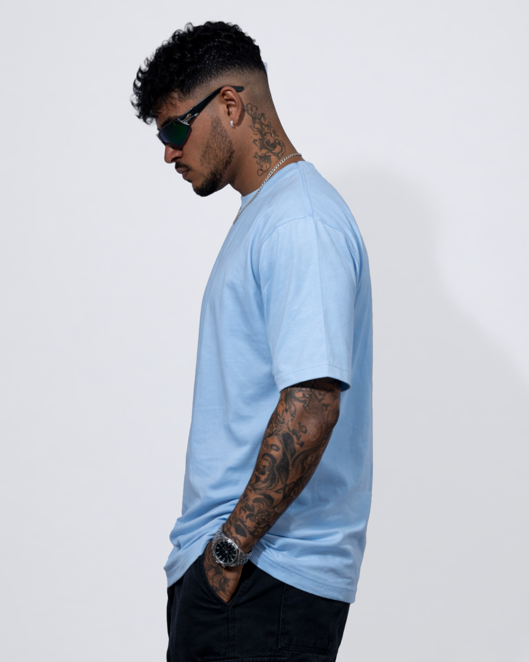 Camiseta Básica Oversize Azul Claro