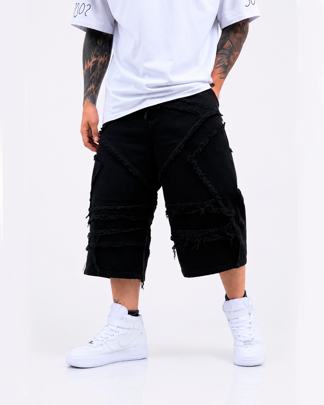 Jorts Oversize Flecos Estrella Negro
