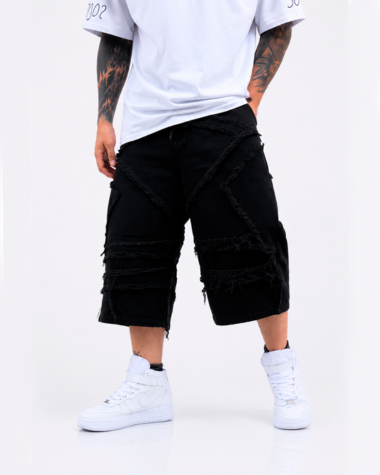 Jorts Oversize Flecos Estrella Negro