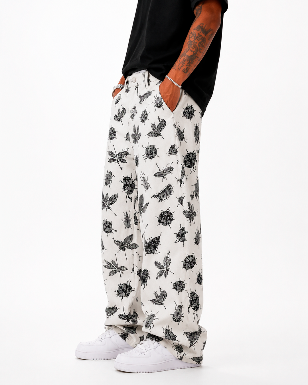 Pantalón Oversize Drill Estampado Botanical Insects
