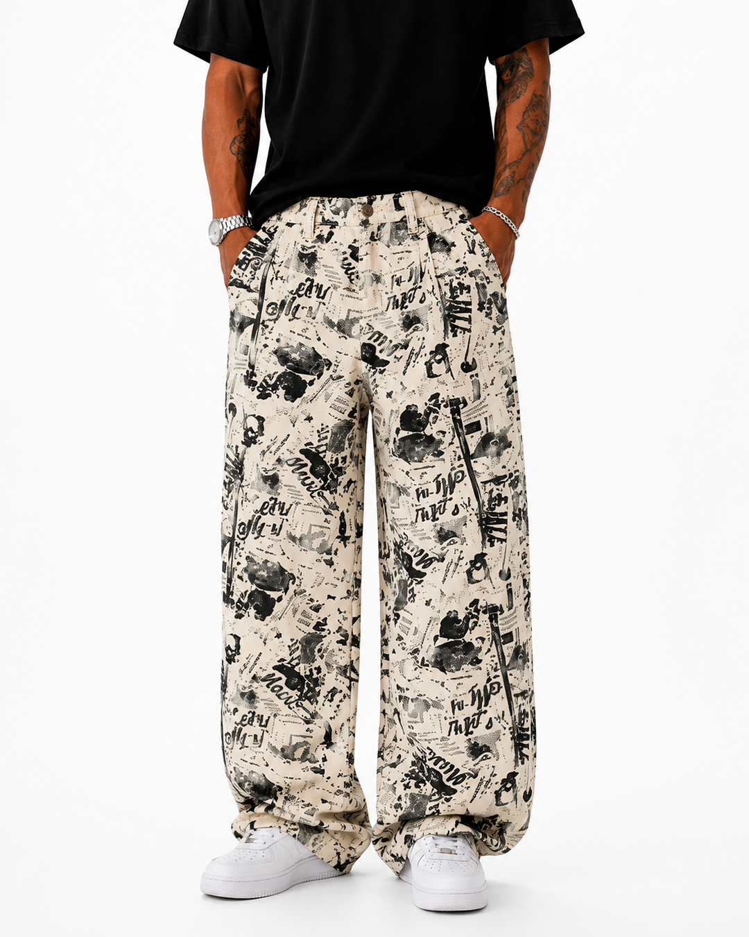 Pantalón Oversize Drill Estampado Urban Collage