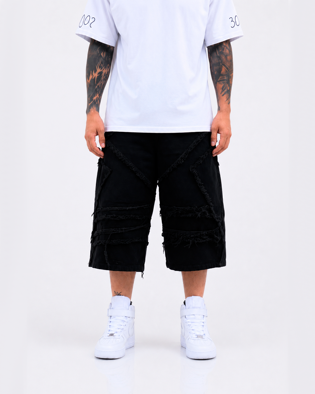 Jorts Oversize Flecos Estrella Negro