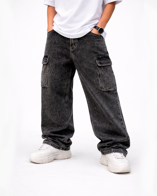 Jeans Cargo Baggy Gris Vintage