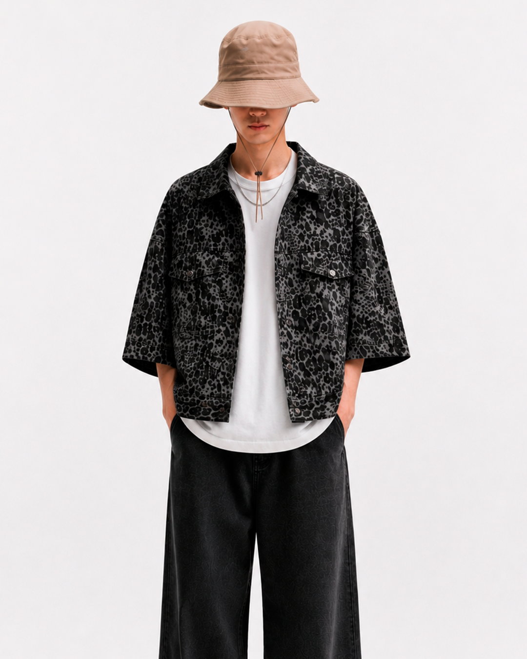 Camisa Oversize  En Jeans AnimalPrimt Pantera