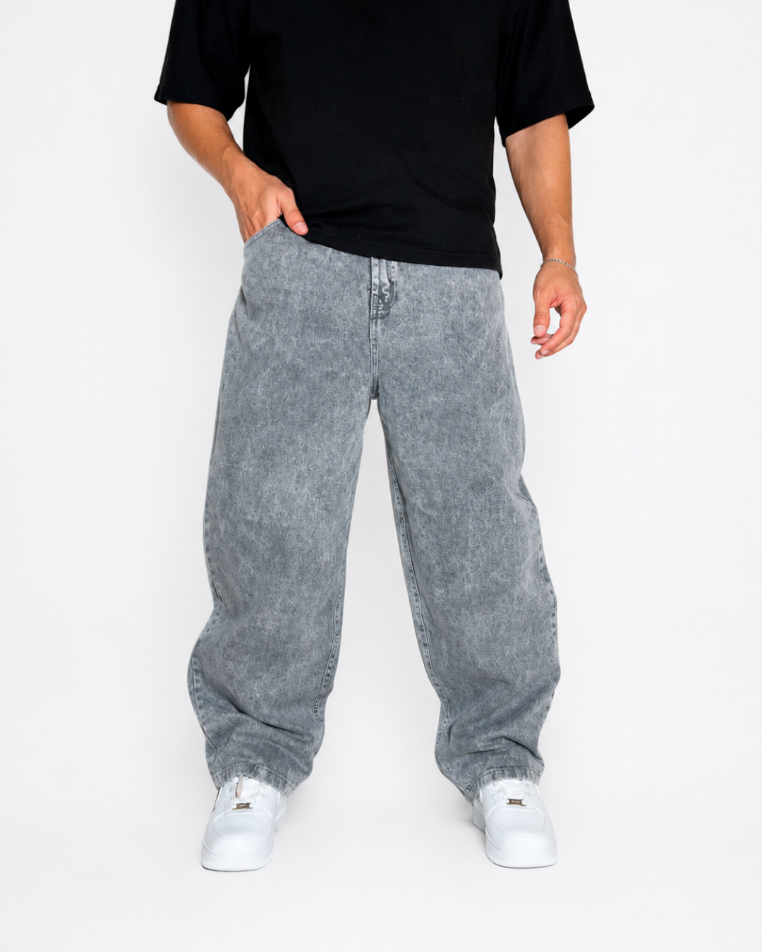 Jean Baggy Gris Claro Oversize
