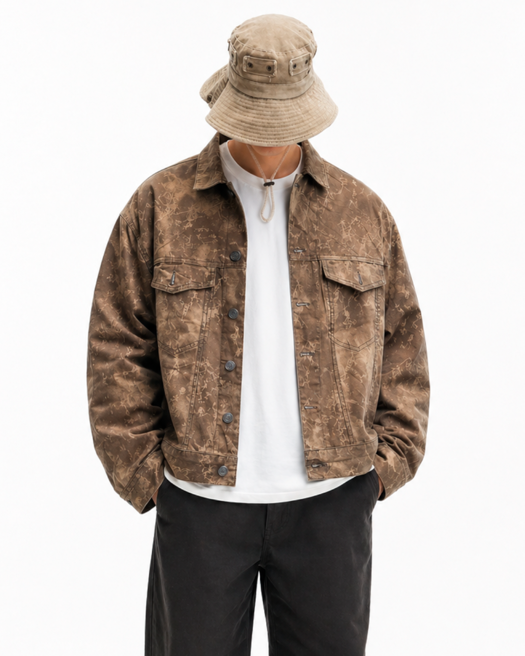 Chaqueta Oversize en Jean Estampado
