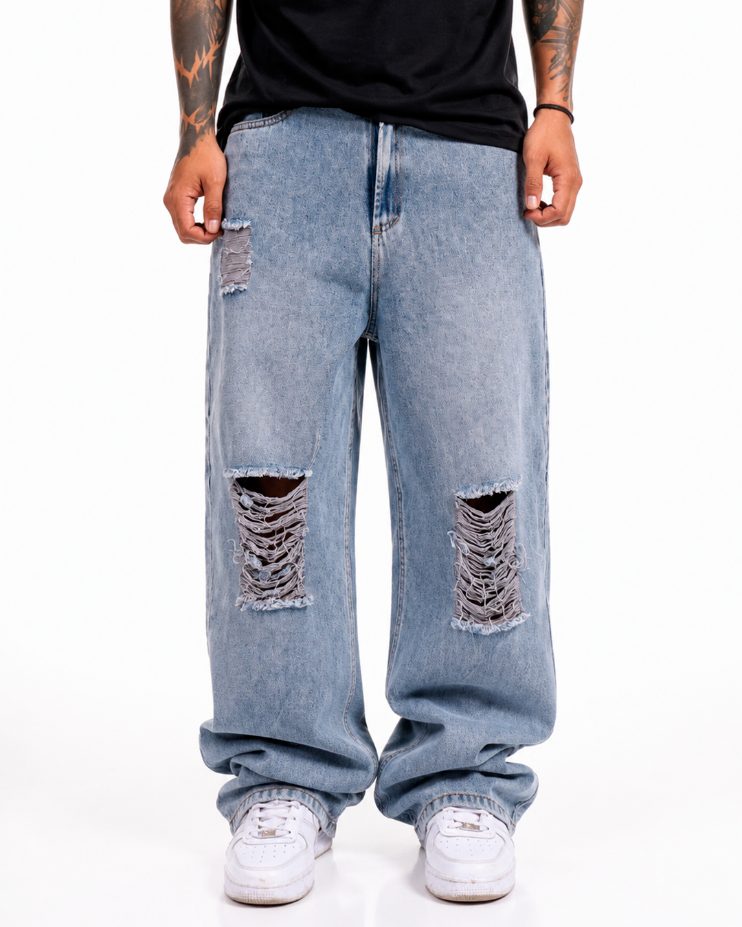 Jean Oversize Azul Claro Destroyed