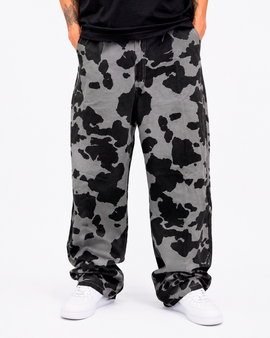 Jean Oversize Animal Print Gris Negro