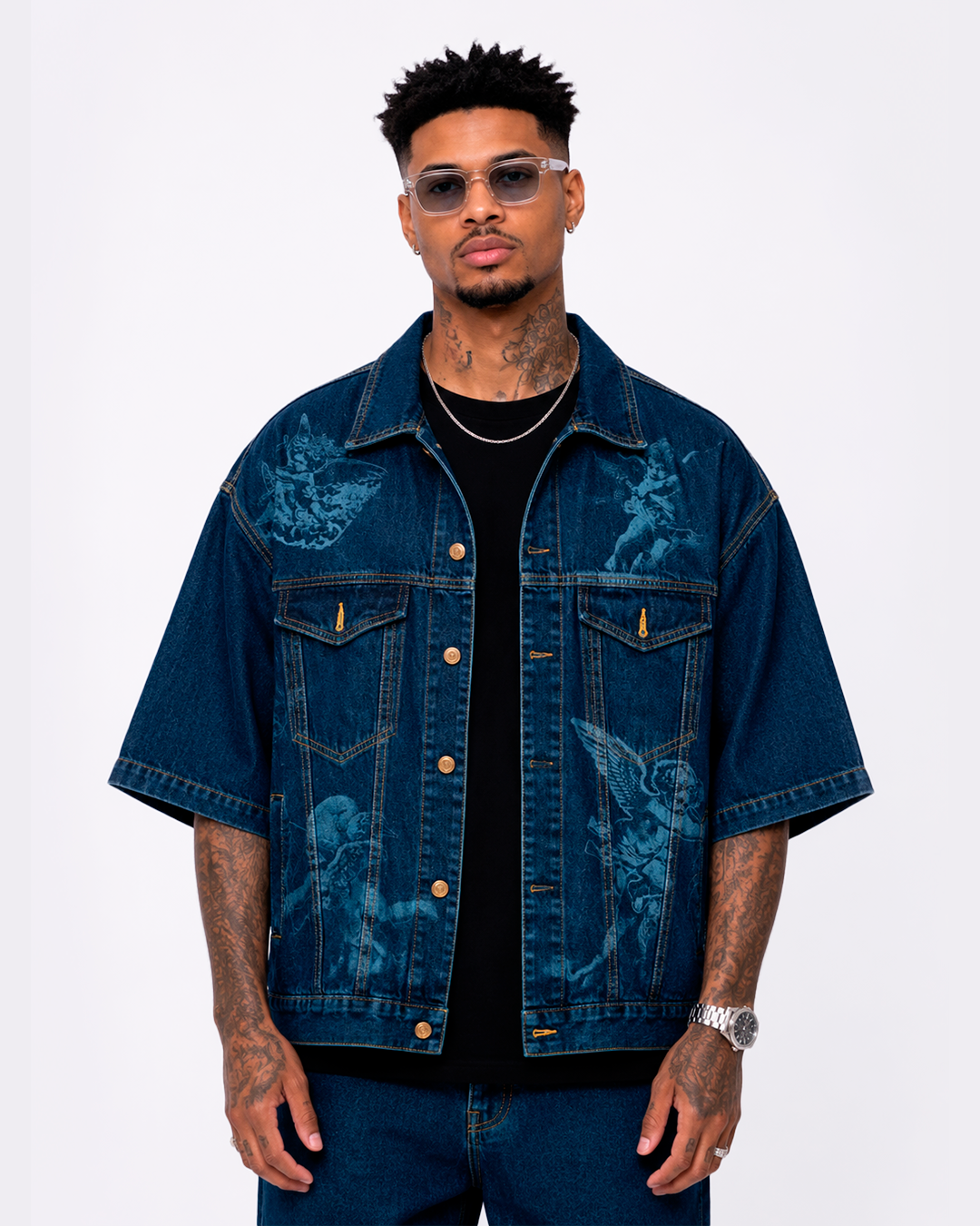 Camisa Oversize En Jean Ángeles En Lasser Azul Petróleo