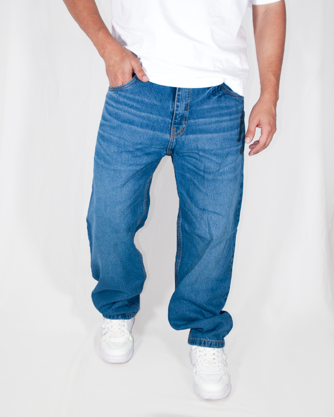 Pantalón Baggy Azul Medio Clásico