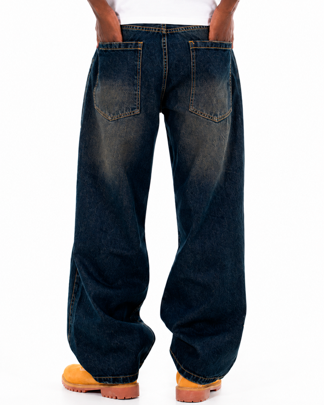 Jean Oversize Azul Oscuro Desgastado Rasgado